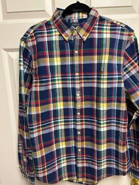 Polo by Ralph Lauren Navy Red Green Yellow Plaid Button-Down Shirt